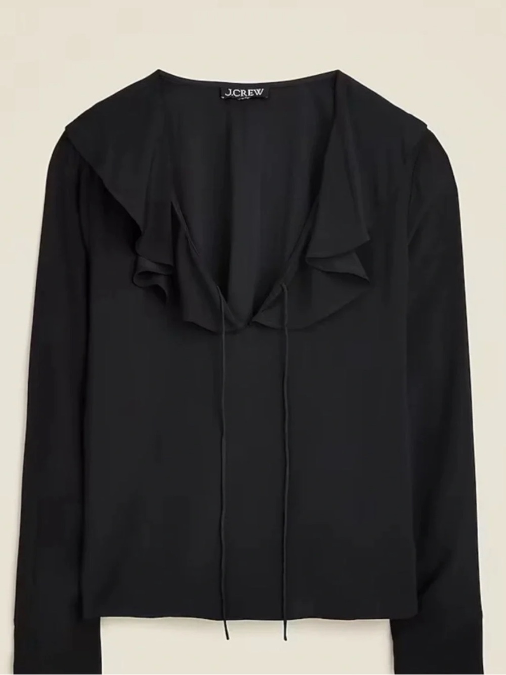 J. Crew Black Goldie Ruffled Tie-Front Blouse Small
